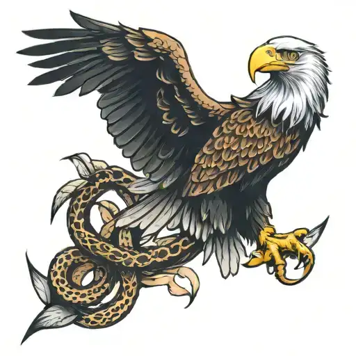 eagle and snake wrapping tattoo design idea