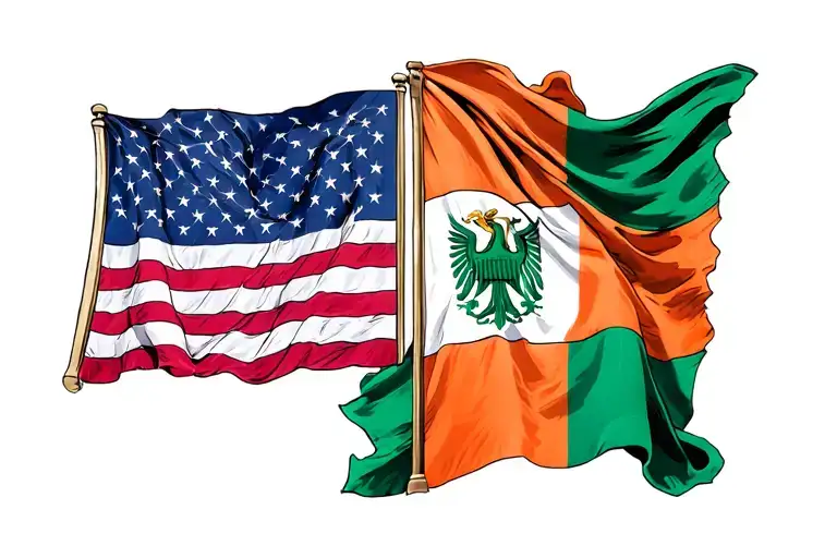 combination of the flags of the united states, ireland, and slovakia  tattoo design idea