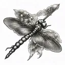 lit match with dragonfly wings tattoo design idea
