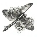 lit match with dragonfly wings tattoo design idea