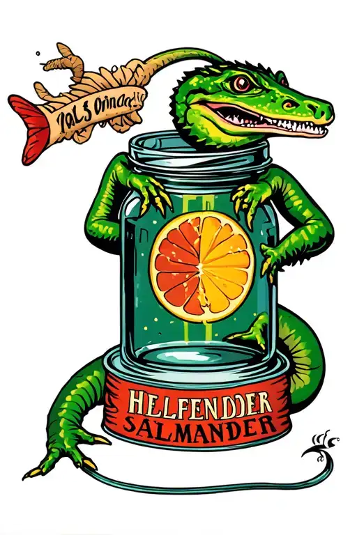 hellbender salmander and moonshine jar tattoo design idea
