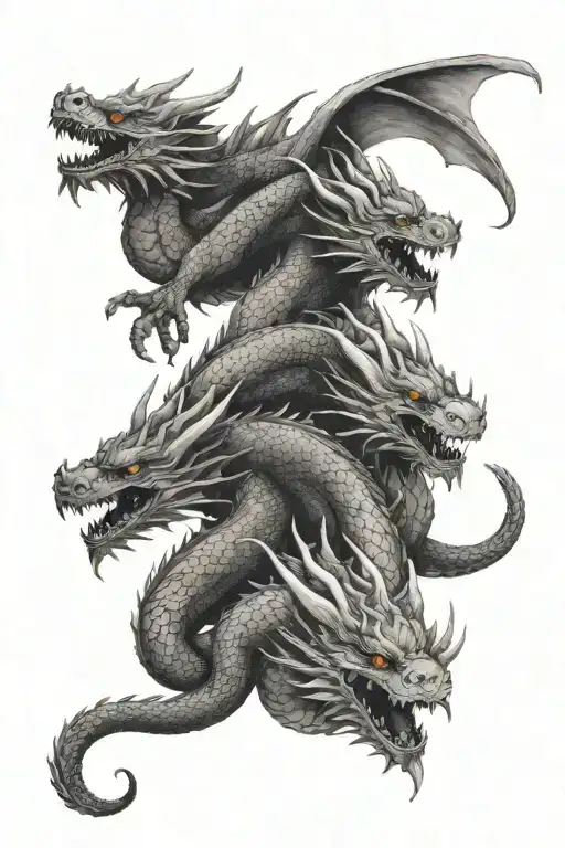 three dragons almost straight tattoo design idea