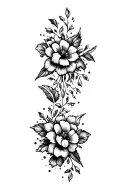 blackout filled with negative space sparkles and American traditional flowers  tattoo design idea
