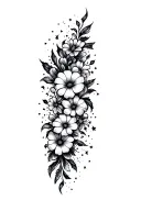 blackout filled with negative space sparkles and American traditional flowers  tattoo design idea