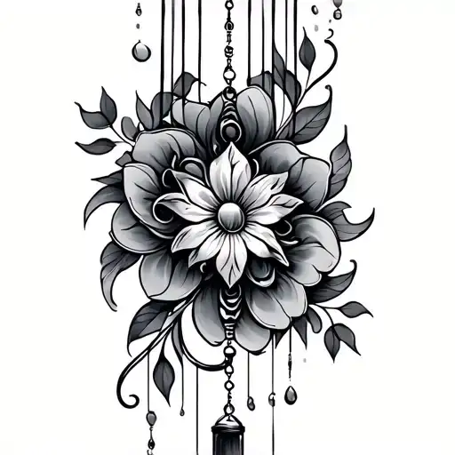 windchime design blowing tattoo design idea