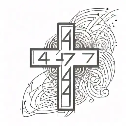 cross with numbers 444 tattoo design idea