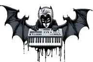 synthesizer, goth, bats, bowie tattoo design idea