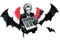synthesizer, goth, bats, bowie tattoo design idea