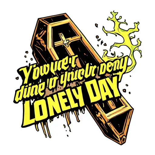lonely day lyrics with coffin grafitti style tattoo design idea