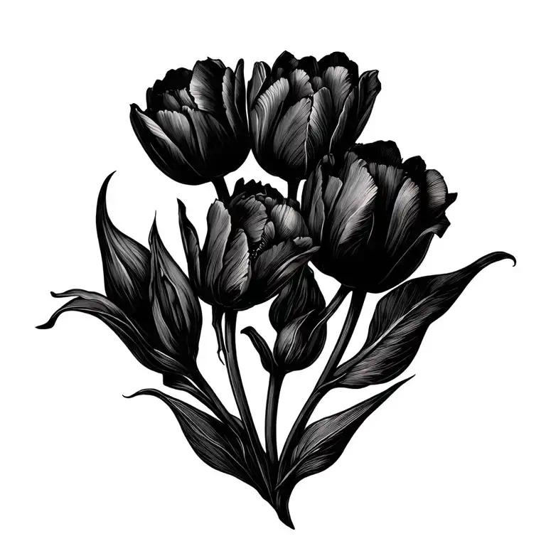 tattered tulips tattoo design idea