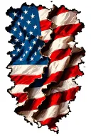 torn American flag intertwined tattoo design idea