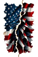 torn American flag intertwined tattoo design idea
