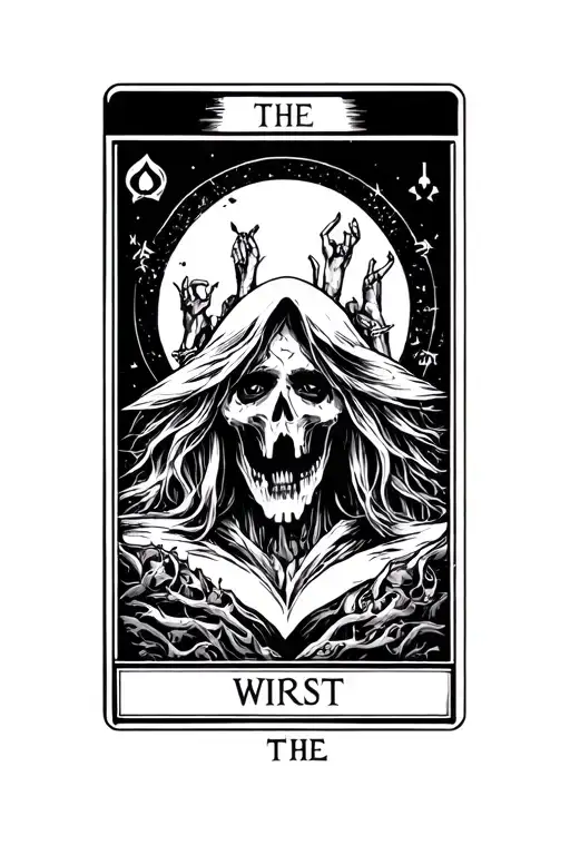 The strength tarot card spooky but with no faces. tattoo design idea