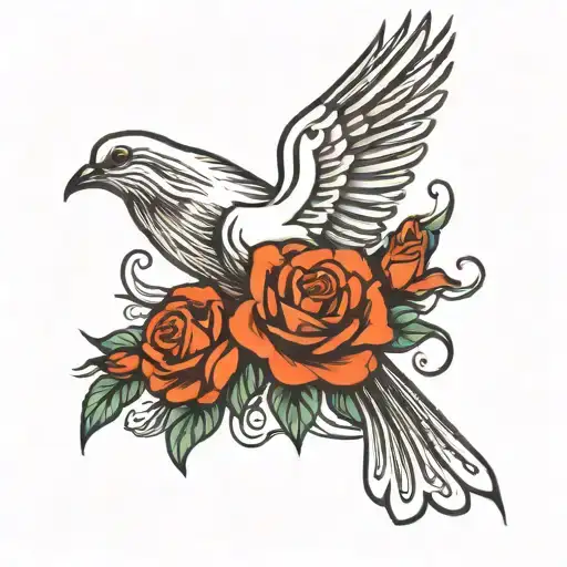 outline of a dove flying with dad memorial tattoo design idea