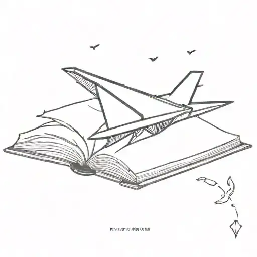 paper plane on a open book open tattoo design idea