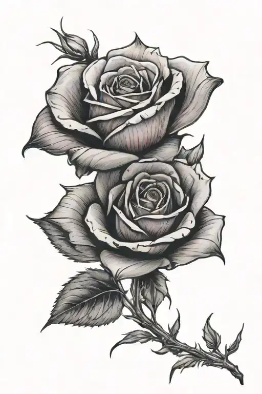 pink and red rose tattoo design idea