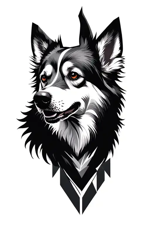 a subtle, connected to soul leaving the body, spitz dog in heaven tattoo design idea