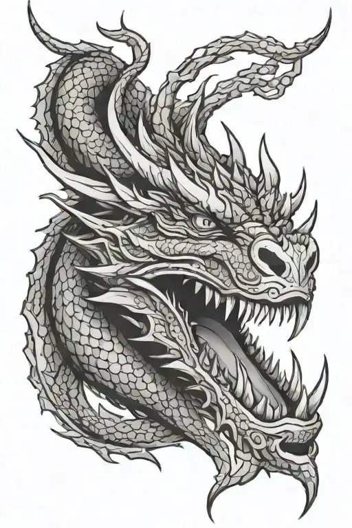simple dragon face tattoo design idea