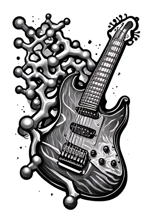 DMT molecule forming the shape of a guitar tattoo design idea
