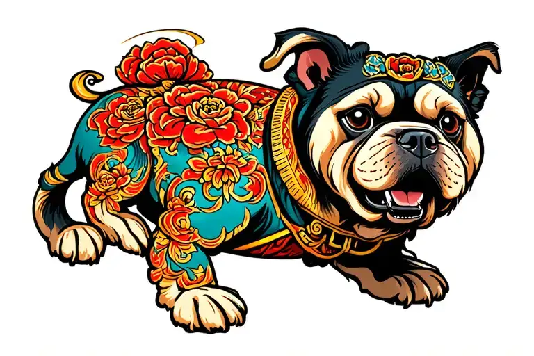 dog fu dog tattoo design idea