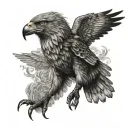 wolf eagle flying tattoo design idea