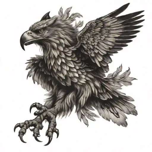 wolf eagle flying tattoo design idea