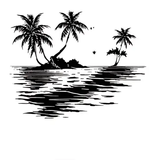 Mobile phone and island tattoo design idea
