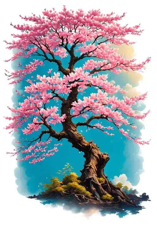 cherry blossom tree tattoo design idea
