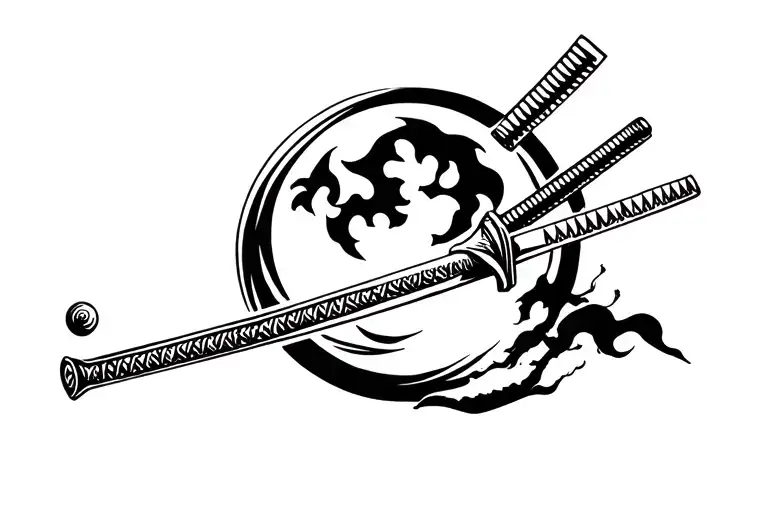 Full Moon Katana tattoo design idea