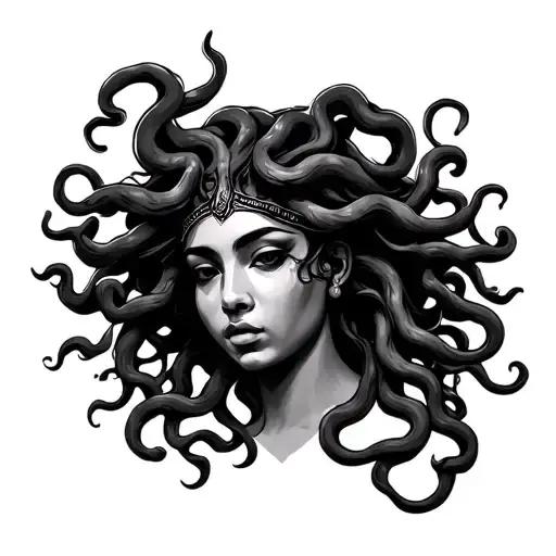 African Medusa tattoo design idea