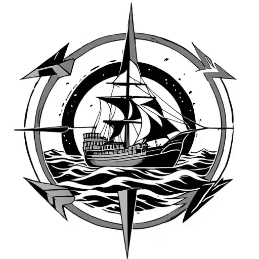 a ship compas with a bisexual symbol integrated in a center circle with a male arrow pointing towards the northeast tattoo design idea