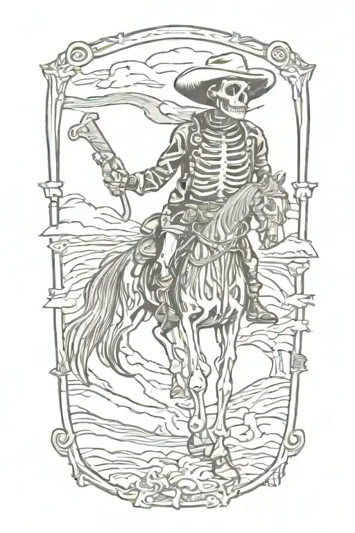 skeleton cowboy tattoo design idea