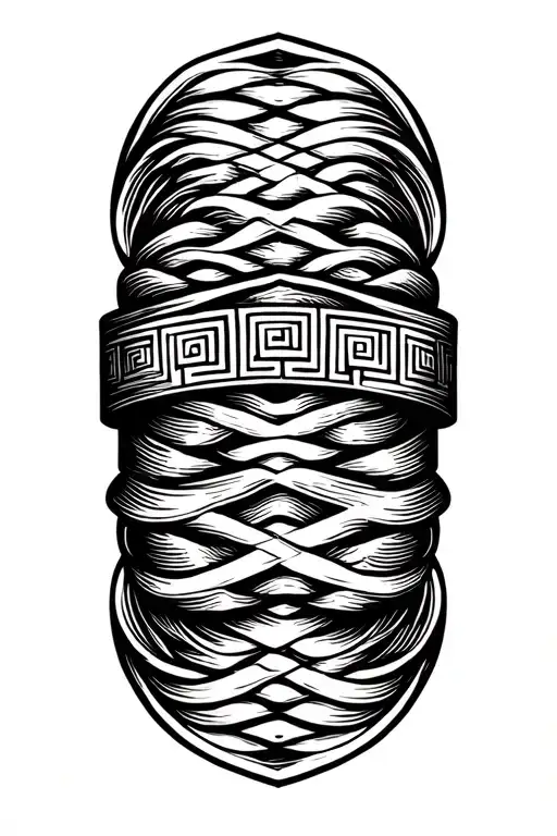  lines waves with Greek key arm band worked  tattoo design idea
