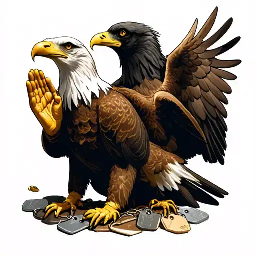 eagle, army, praying hands, dog tags,  tattoo design idea