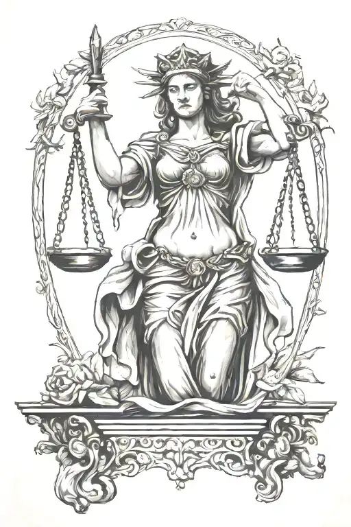 lady justice tattoo design idea
