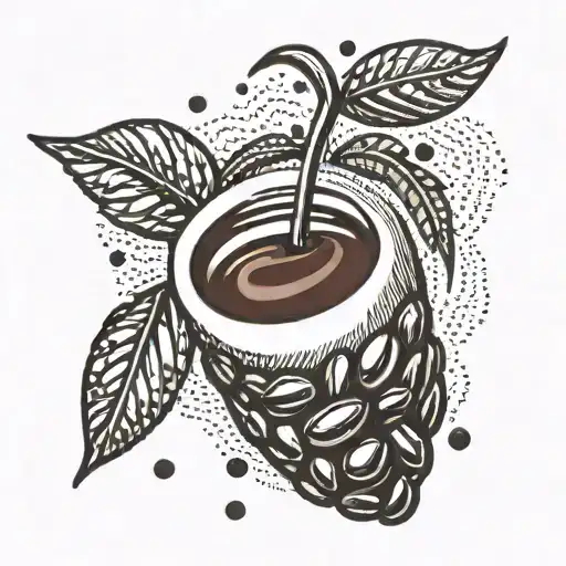 A pixelated coffee bean with binary code wrapping around it tattoo design idea