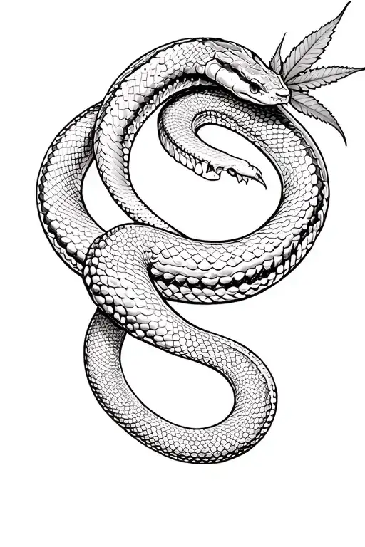 money weed snake tattoo design idea