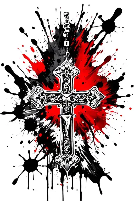 rosary cross tattoo design idea