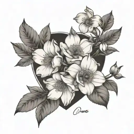 orchard flowers with mom and uncle donald tattoo design idea