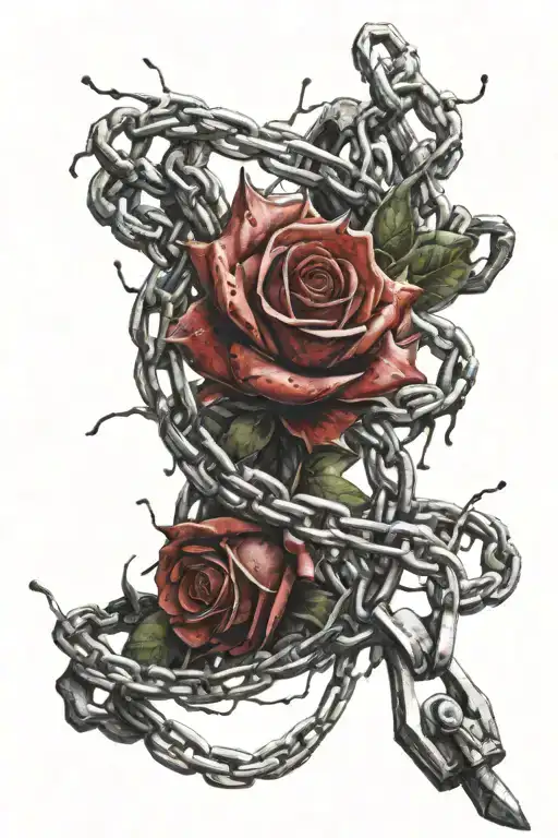 Rosen bursts chain with blood and broken links  tattoo design idea