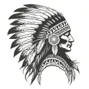 native american headress with african king sitting tattoo design idea