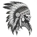 native american headress with african king sitting tattoo design idea