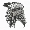 native american headress with african king sitting tattoo design idea