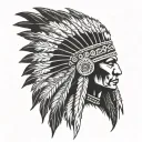 native american headress with african king sitting tattoo design idea