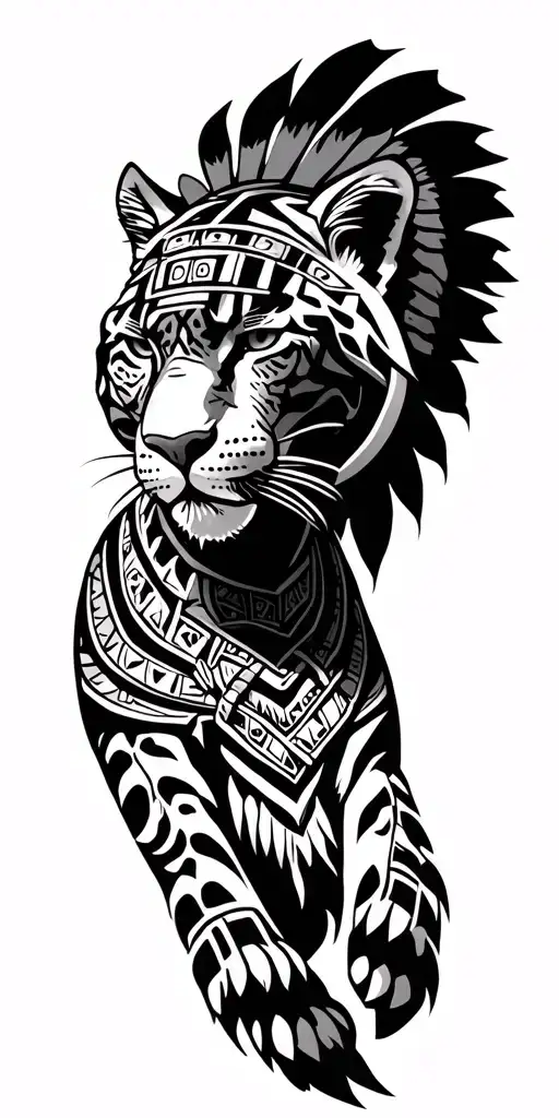 Aztec jaguar warrior tattoo design idea
