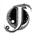 Cursive J with moon tattoo design idea