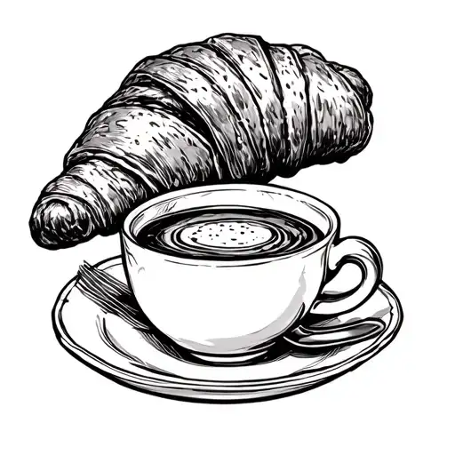 Vietnam cafe and french croissant tattoo design idea