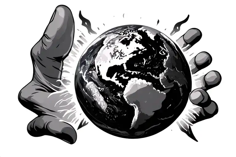 Everyhing thru Allah around forearm / hand holding the world  tattoo design idea