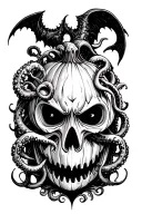 jack o lantern, tentacles, eldritch, deep space tattoo design idea