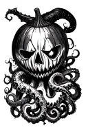 jack o lantern, tentacles, eldritch, deep space tattoo design idea